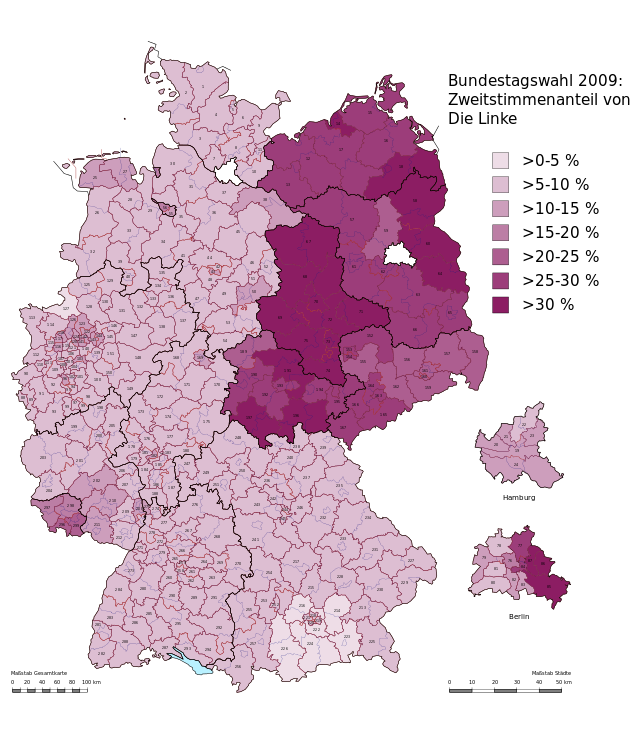 Public Domain Image: 2009 Results of Federal Election in Germany. Source: Der Bundeswahlleiter (2009).  http://www.bundeswahlleiter.de/de/bundestagswahlen/BTW_BUND_09/ergebnisse/wahlkreisergebnisse/
